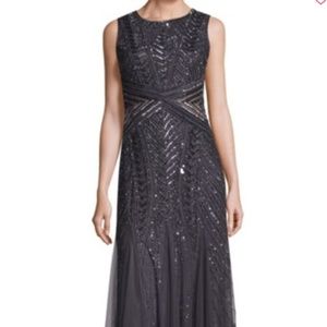 Adrianna Papell Beaded Sleeveless Floor-Length Gow
